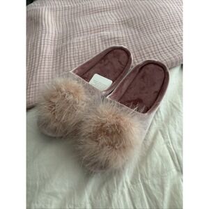 BCTEX COLL‎ WOMEN'S COZY PINK VELVET FEATHER MEMORY FOAM HOUSE SLIPPERS 7-8